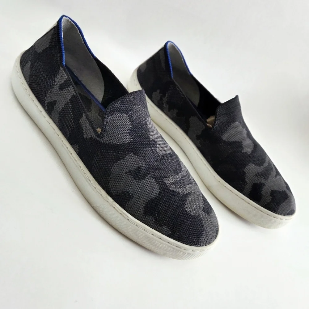 Rothy's Camo Pattern Slip-On Sneakers, Gray & Black  Size 9